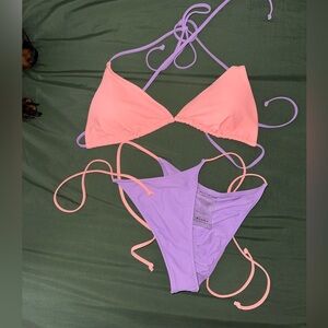WHITE FOX BOUTIQUE swim suit set Size Medium purple and peach twotone Never worn